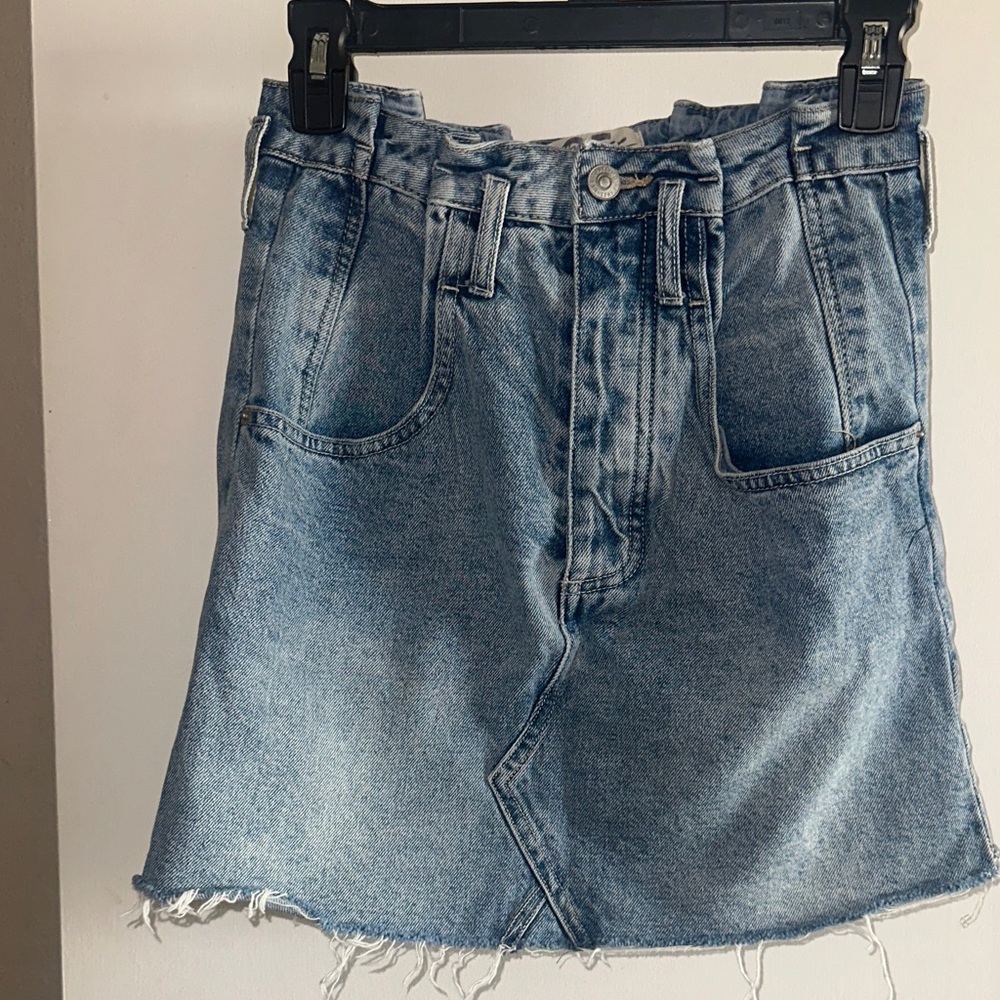 We The Free Blue Denim Mini Skirt